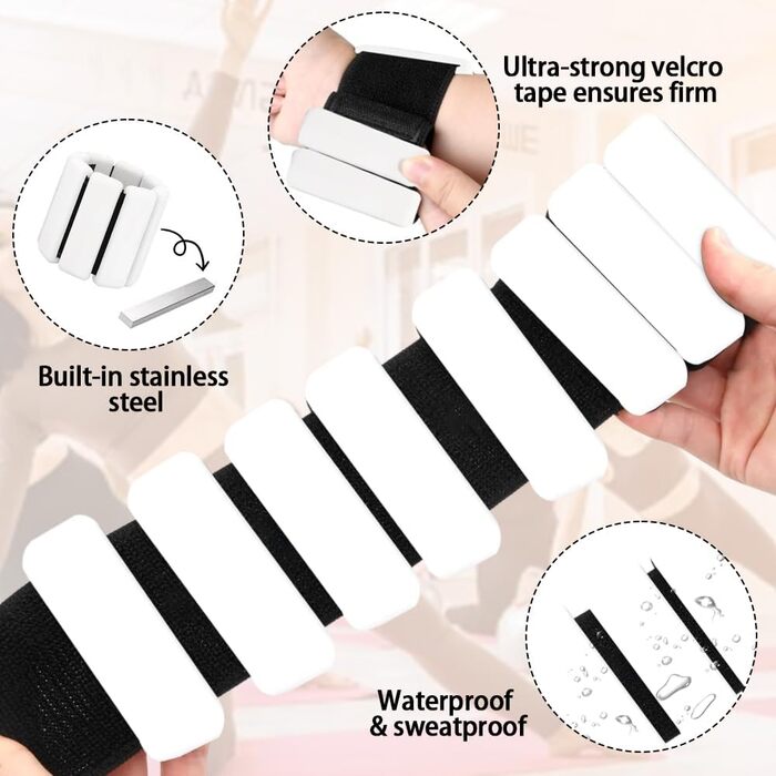 Набір обтяжувачів для зап'ястя та кісточок, регульовані (2 шт., 0.45 кг) для йоги, пілатесу та фітнесу