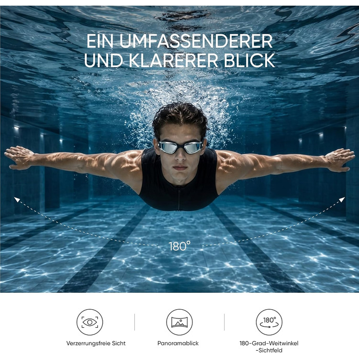 Окуляри для плавання чоловічі та жіночі Schwimmbrille, антифог, чорні