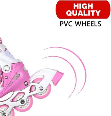 Дитячі ролики-кольоротки, регульовані, 3-в-1, для дівчаток та хлопчиків, розмір 31-38 (S, Рожеві)