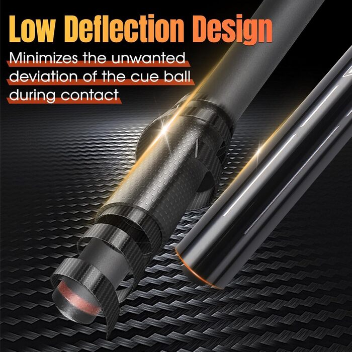 PODAYUDE Біліардний кий 'Маленький монстр' з карбону, 3 частини - кий для брейка та джампа, 12.9 мм наконечник, сумка з PU шкіри