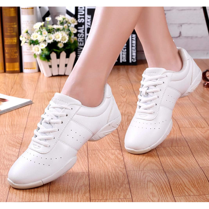 Жіночі дитячі шнуркові кросівки для занять гімнастикою, спортом, аеробікою та танцями, білі, 33.5 EU