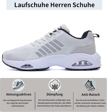 Кросівки для бігу GANNOU чоловічі, спортивні, легкі, дихаючі, з амортизацією, 40-47 (Бежевий, 44 EU)