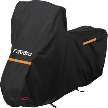 Водонепроникний чохол для мотоцикла Favoto 210D Oxford, 245x105x160 см, з отвором для замка та смугами світловідбиття
