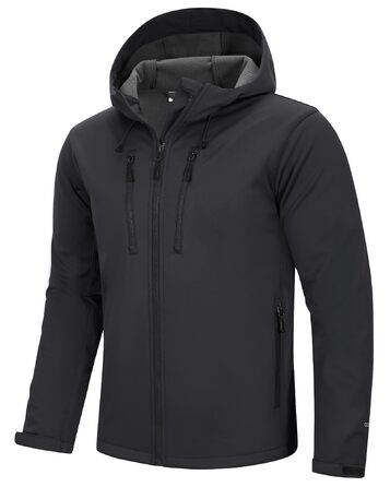 Чоловіча куртка Softshell водонепроникна та вітрозахисна, легка похідна куртка з капюшоном для бігу, їзди на велосипеді та активного відпочинку (XXL, Сіра)