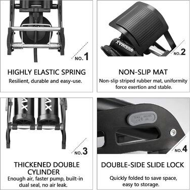 Велосипедна підкачка WEIDMAX з двома циліндрами, манометром та інтелектуальним клапаном, чорна