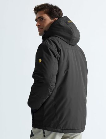 Водонепроникна лижна куртка GEMYSE для чоловіків, вітронепроникна з флісовою підкладкою, зимова куртка з капюшоном (XL, сірий колір)