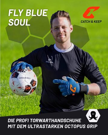 Професійні воротарські рукавиці для футболу CATCH & KEEP Fly Soul з технологією Octopus Grip та Hybrid Cut - дихаючі, з посиленою зоною удару 3.0