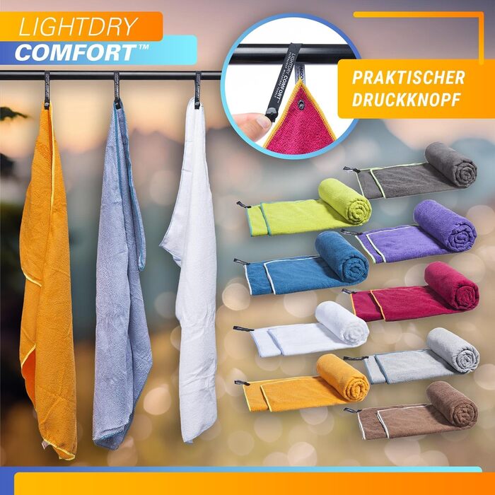 LightDry® Оригінальний спортивний рушник з мікрофібри для подорожей та рюкзака - рушник для спорту та фітнесу, швидковисихаючий, абсорбуючий, легкий та антибактеріальний (60 x 30 см, Бордовий)