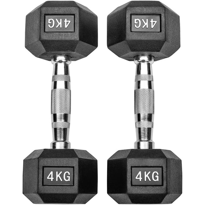 Гумовані гантелі Hexagon Studio 8 кг (2×4 кг), чорні
