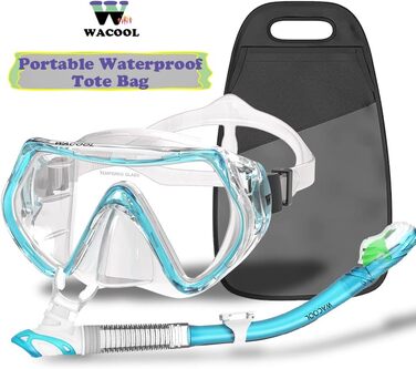 Професійний набір для сноркелінгу WACOOL для дорослих, підлітків та дітей з маскою та трубкою, загартоване скло з антифог покриттям, клапан для зливу води