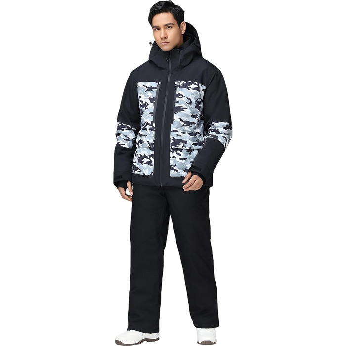 Комплект гірськолижний чоловічий HOTIAN: куртка та штани, водонепроникний, дихаючий, з капюшоном, для сноуборду та гірськолижного спорту