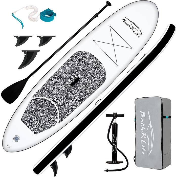 Надувна SUP-дошка FunWater з аксесуарами для дорослих, весло, помпа, рюкзак, ліш, водонепроникна сумка, чорна