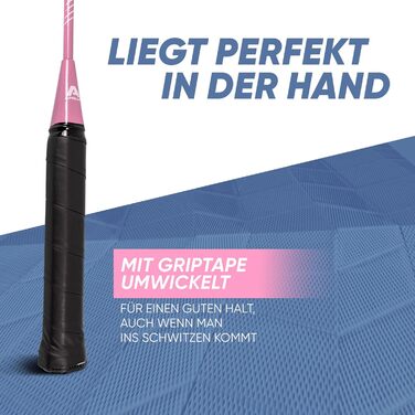 Набір для бадмінтона Apollo Match Pro 400: ракетки для дітей та дорослих, легкі алюмінієві ракетки, комплект з сумкою (блакитно-рожевий)