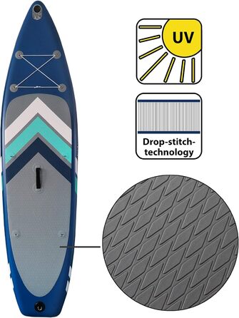 Набір SUP ALPIDEX Stand Up Paddle 305 см, синій. Надувний, стабільний, легкий, комплект з сумкою, веслом, фінами, насосом, стропом та набором для ремонту. Макс. вантажопідйомність 150 кг.