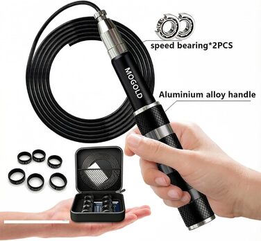 Стрибальний скакалка Speed Jump Rope для фітнесу, боксу та кардіо, складана з PVC-тросом, чорна
