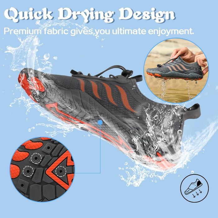 Чоловічі та жіночі аквашузи Hanani для плавання та серфінгу, швидко сохнуть, сірі, 43 EU