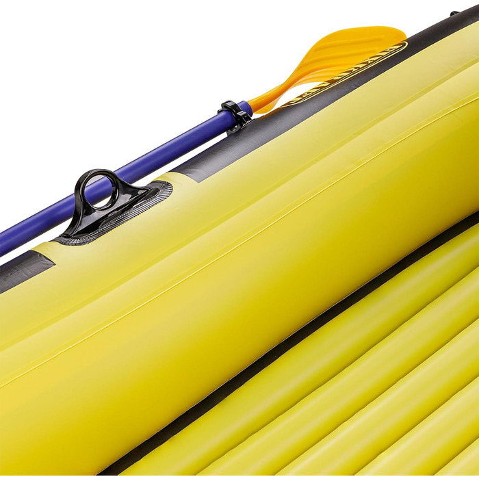 Надувне човен DEMA для 2 осіб (150 кг) з веслами та насосом, жовто-сірий