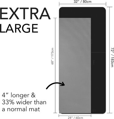 Тренувальний килимок – великий, широкий та товстий (183x80x10 мм) – TPE килимок для фітнесу, йоги, HIIT, Pilates, гімнастики. Сірий, з гравіюванням (чорний)