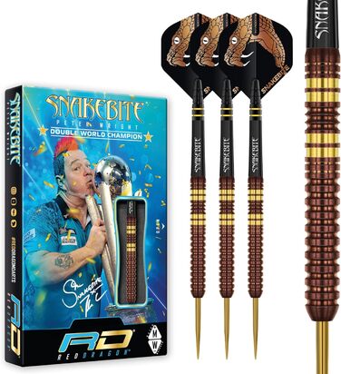 Дротики Red Dragon Peter Snakebite Wright Copper Fusion Premium Wolfram, 23 г, з оперенням і стрижнями