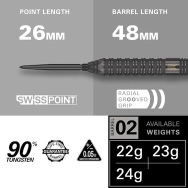 Дротики Target Darts Bolide Void 90% вольфрам, сталевий наконечник, набір для дартсу Swiss Point