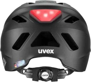 Велосипедний шолом uvex Urban Planet LED, чорний матовий, для жінок і чоловіків, 58-61 см, екологічний