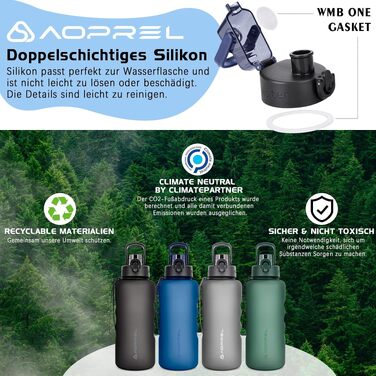 Спортивна пляшка для води AOPREL 1.5Л з фільтром, Tritan BPA-free, герметична пляшка для фітнесу, походів та офісу (Темно-синя)