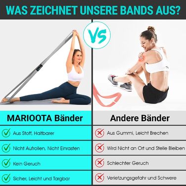 Набір з 3 еластичних стрічок опору – неслизькі, приємні до шкіри та еластичні – Стрічки опору для нарощування м'язів, йоги, пілатесу та тренувань всього тіла – можна прати, довговічні та з сумкою для перенесення. Довгі фітнес-стрічки (Сірий – Рожевий – Чо