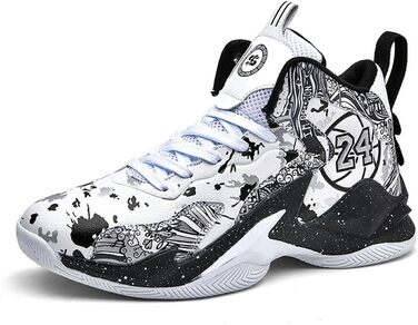Баскетбольні кросівки для чоловіків та хлопців, високий зріз, антиковзаюча підошва, спортивне взуття для осені/зими, розміри 35-45 EU, чорно-білі