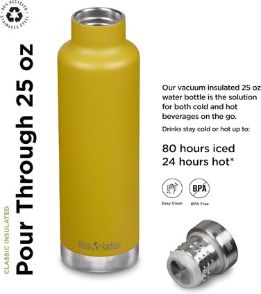 Пляшка для води Klean Kanteen Classic 739 мл Marigold, металева, для чоловіків