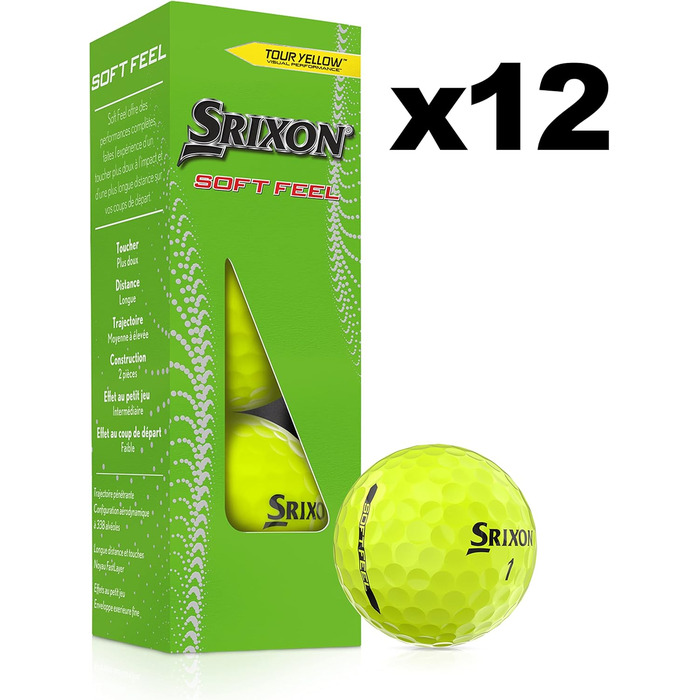 Гольф-м'ячі Srixon Soft Feel 13 для дорослих, низька компресія, коротка дистанція, 12 шт., подарунок та аксесуари для гольфу