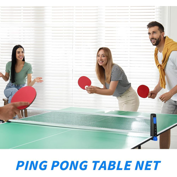Мережа для настільного тенісу Flintronic розкладна портативна, для будь-якого столу, запасна сітка Ping Pong, для гри в приміщенні та на вулиці, максимальна довжина 170 см (синьо-чорна)