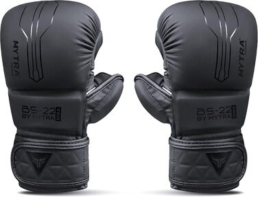 MMA рукавички Mytra Fusion для чоловіків та жінок, спаринг, відкрита дихаюча долоня, для кікбоксингу, греплінгу, кліткового бою, бойових мистецтв, розмір L-XL, чорні