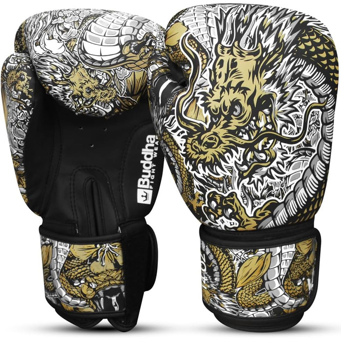 Боксерські рукавички BUDDHA FIGHT WEAR Dragon для тренувань і спарингів у Муай Тай, кікбоксингу, фітнесі, чоловічі та жіночі, різні кольори, 300-360 г
