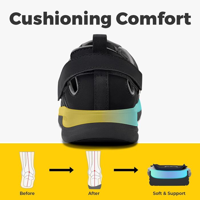 Сндалі для жінок FitVille з широкою колодкою для літніх місяців, модель Mary Jane, з застібкою на липучці (42.5 EU, чорні)