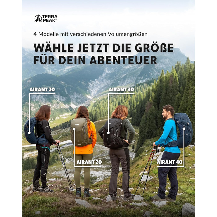 Рюкзак Terra Peak для туризму з вентильованою спинкою, 20/30/40 л, кріпленням для питної системи та дощовиком, міський і трекінговий рюкзак з поясом для стегон