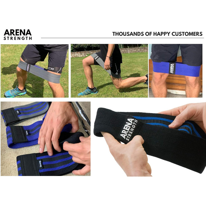 Тканинні еластичні смуги для тренувань Arena Strength Fabric Booty Bands - для ніг, сідниць, стегон | Смуги опору | З інструкцією та сумкою | Сірі, Сині, Чорні