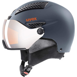 Гірськолижний шолом uvex HLMT 600 Visor для дорослих, темно-сірий з помаранчевим, матовий, розмір 59-61 см