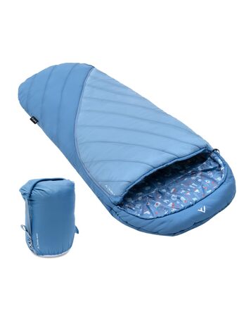 Дитячий спальник Qeedo Buddy Junior для кемпінгу (10-25°C) - 3 сезони, до 140 см (Синій кит)