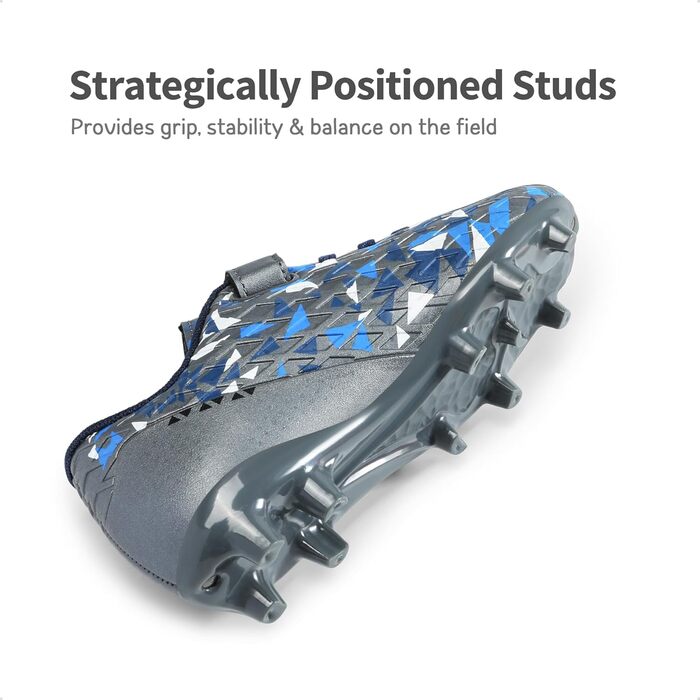 Дитячі футбольні бутси DREAM PAIRS для хлопчиків та дівчаток. Дихаючі футбольні черевики унісекс для залу та тренувань. Чорно-неонові спортивні взуття для активного відпочинку (33.5 EU, темно-сірий, королівський синій)