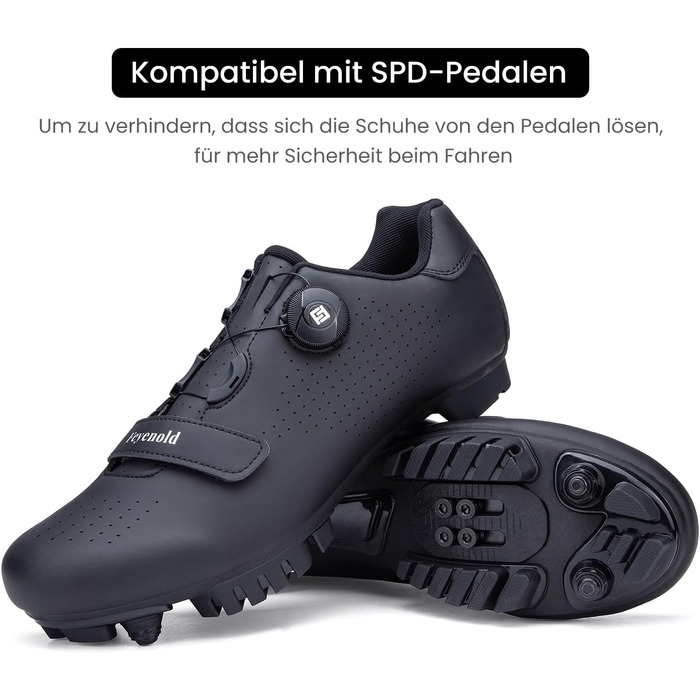 Велосипедні черевики для чоловіків та жінок, MTB, Radsport, сумісні з SPD Cleats, чорні, 44 EU