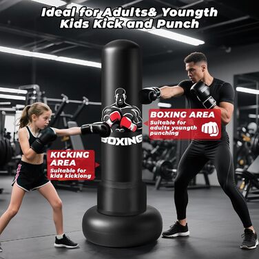Важкий боксерський мішок для дорослих 180 см з рукавичками та насосом, наповнений повітрям, для боксу, кікбоксингу, таеквондо, подарунок