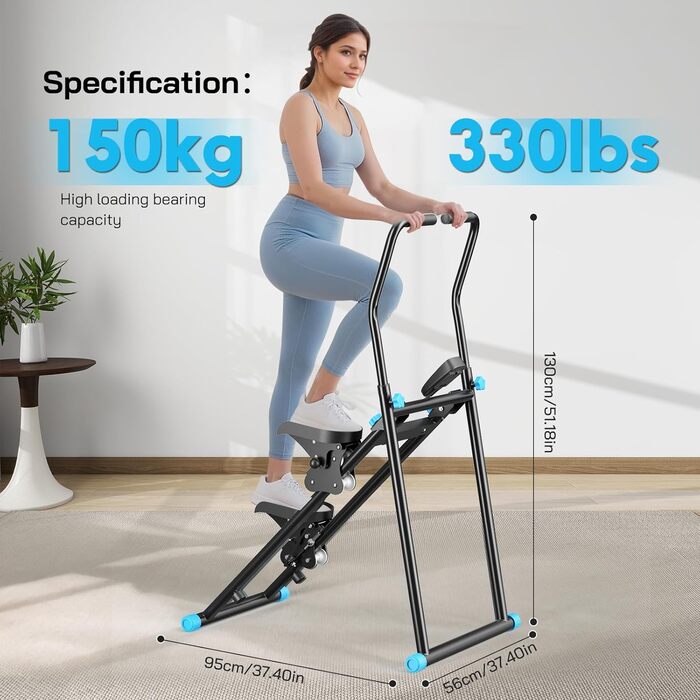 Вертикальний степер для дому: Кліматична машина з регулюванням опору, LCD-дисплеєм та складним педалем