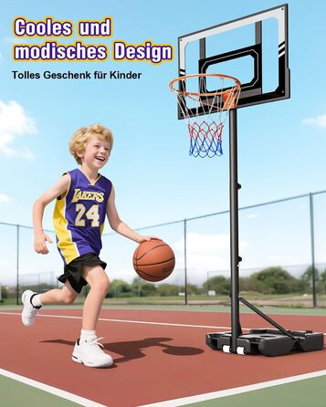Баскетбольний кошик для вулиці дитячий, 107-213 см, зі стійкою та колесами, регульована висота, ударостійка PC-стінка, сірий. Подарунок для дітей