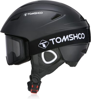 Шолом для лиж та сноуборду TOMSHOO з візором та навушниками, чорний, унісекс, M