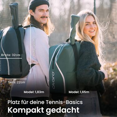 Рюкзак тенісний Otaro з відділенням для взуття, ноутбука та термо-відділенням для ракеток 42л | Чоловіча/Жіноча тенісна сумка з кишенями для напоїв та м'ячів, дощовик та мішок для брудної білизни