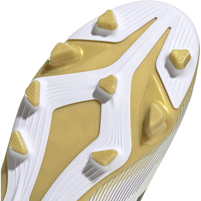 Дитячі футбольні бутси Adidas F50 Club для гри на траві та жорсткому майданчику (36 EU, білий, чорний, золотий)