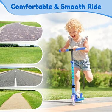 Самокат дитячий TONBUX Roller Kinder 6 років, з підсвіткою, регульованою висотою, складний, для дітей 5-12 років