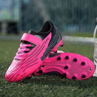 Дитячі футбольні бутси JABASIC для твердого поля, шипові, для хлопчиків та дівчаток (25 EU, Фуксія Чорний)