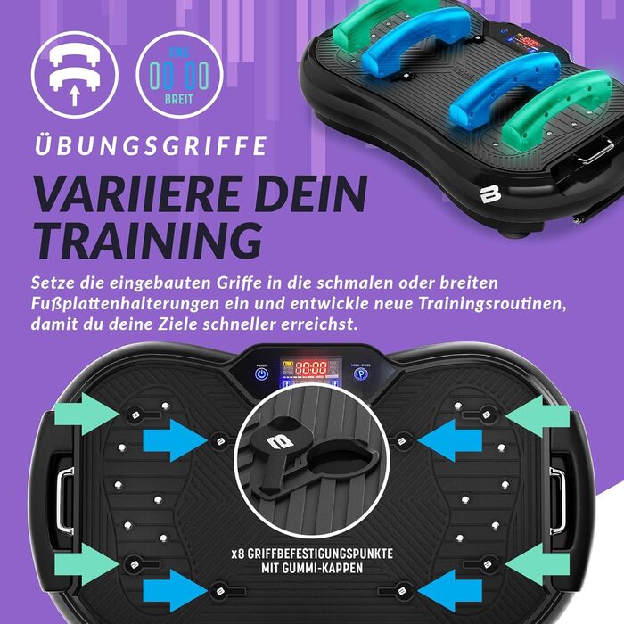 Вібраційна платформа Bluefin Fitness Ultra Slim Plus для нарощування м’язів і тренування всього тіла, з еспандерами, тиха, компактна, для домашніх тренувань