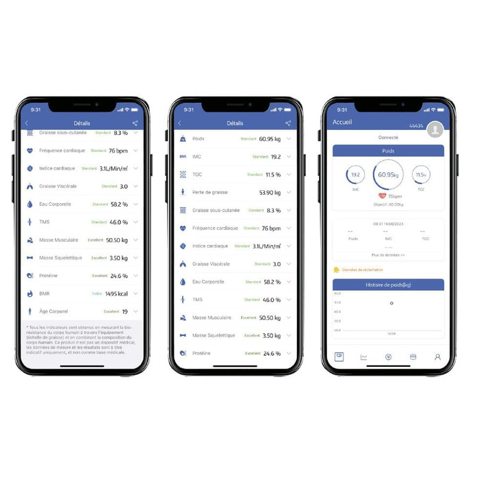 Розумні ваги Haepi з Bluetooth, цифрові, скляні, чорні, аналіз 15 показників (ІМТ, жир, кістки, м'язи, вода), до 180 кг, імпедансний вимірювач
